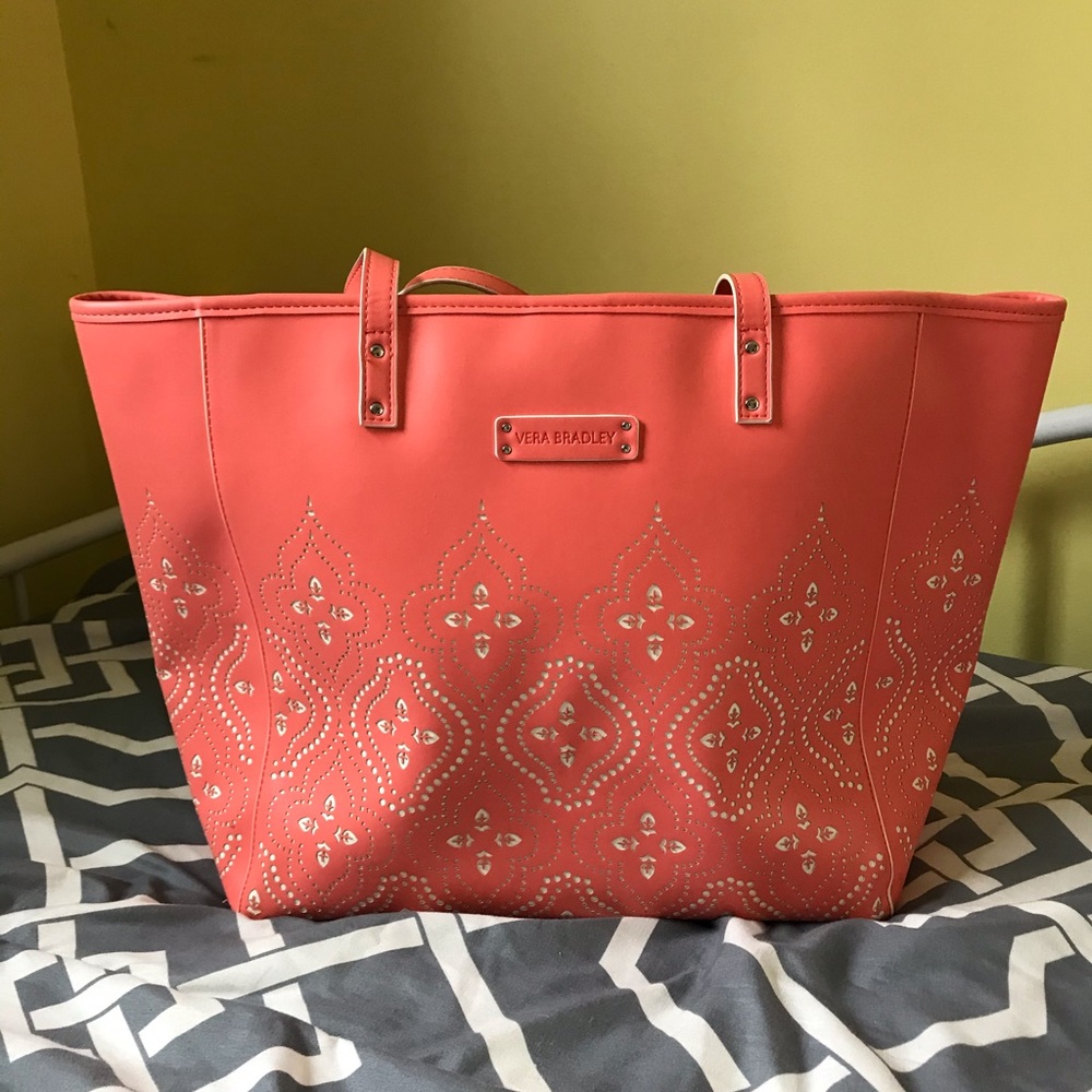 Vera Bradley Faux Leather Coral Tote
